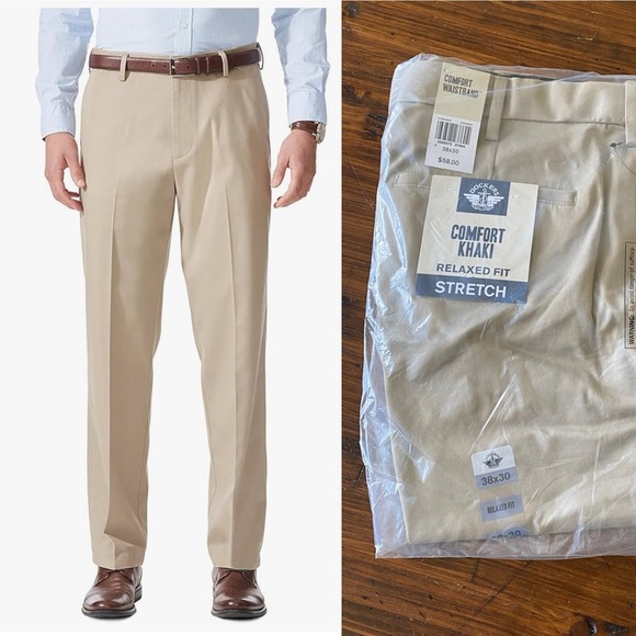 NWT Men’s Dockers Comfort Khaki 38 x 30 Relaxed Fit Stretch Pants Flat Front - Picture 1 of 9